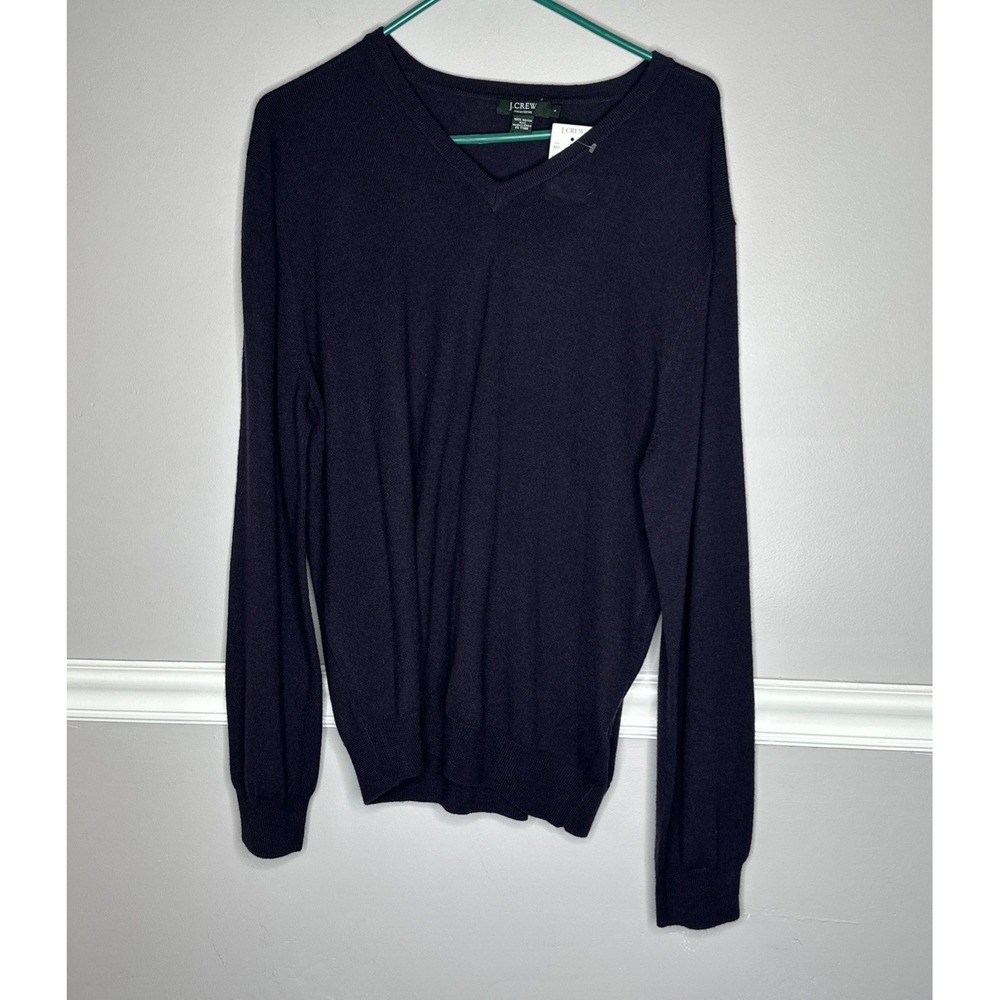 J Crew Mens Large Tollegno Italian 100% Merino Wool Sweater NWT Dark Purple